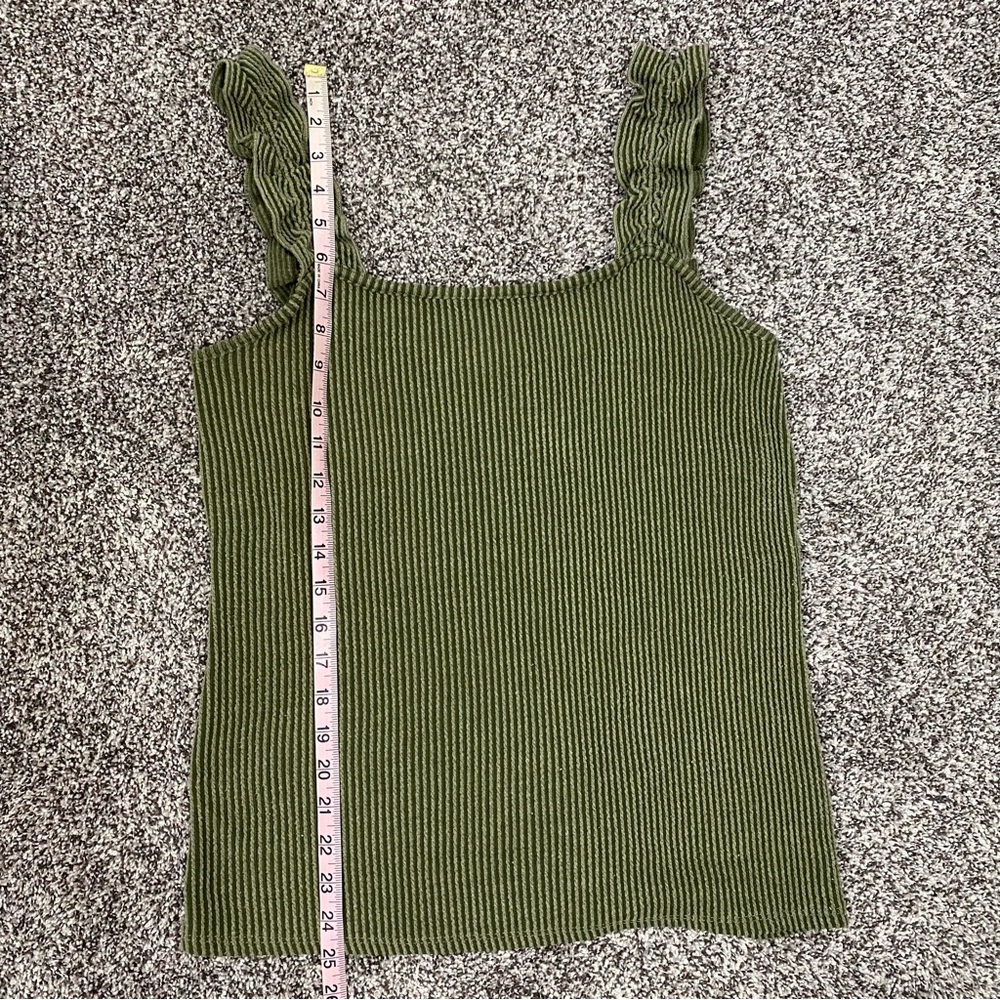 Blue Buttercup Green Ribbed Ruffle Tanktop Women's Size Small - Picture 6 of 6
